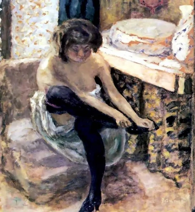 Mujer con medias negras