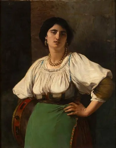 Mujer con pandereta
