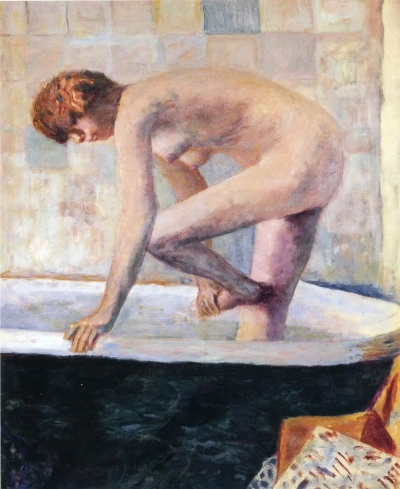 Mujer desnuda en el baño.