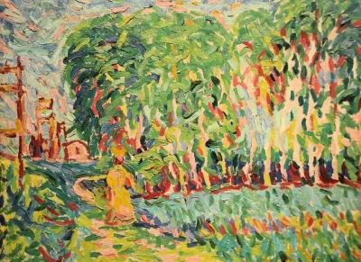 Mujer en un bosque de abedules