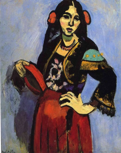 Mujer española con pandereta.