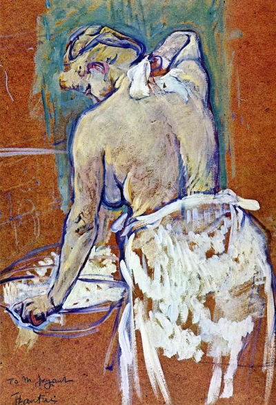 Mujer semidesnuda limpiando