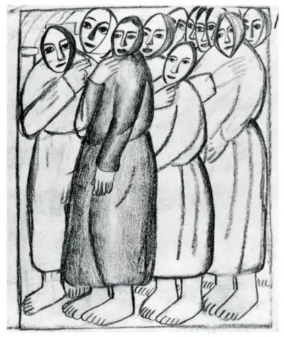 Mujeres campesinas en la iglesia