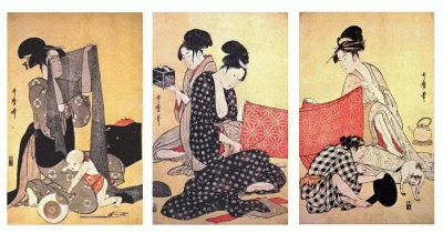 Mujeres haciendo vestidos 1-Tríptico