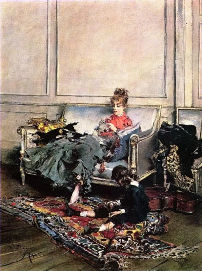 Music lesson (Joven mujer tejiendo)