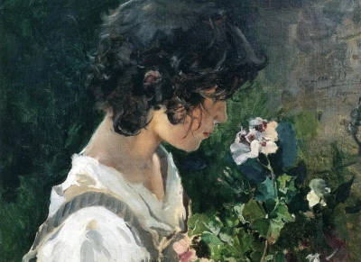 Niña con flores.