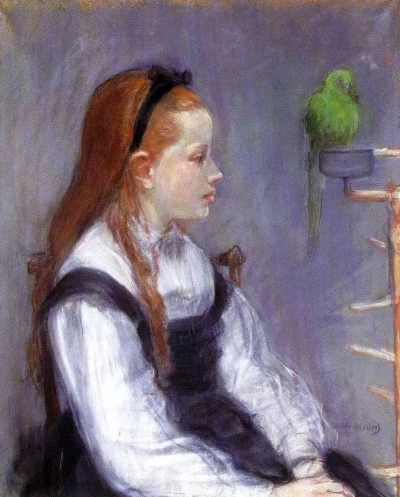 Niña con un loro