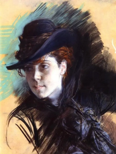Niña en sombrero negro
