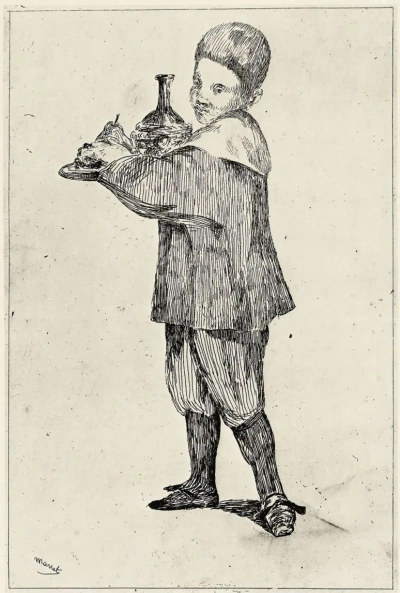 Niño con bandeja