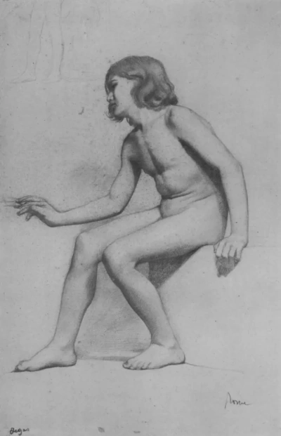 Niño desnudo sentado