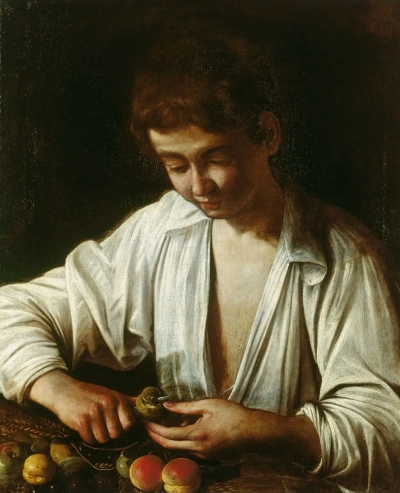 Niño limpiando fruta