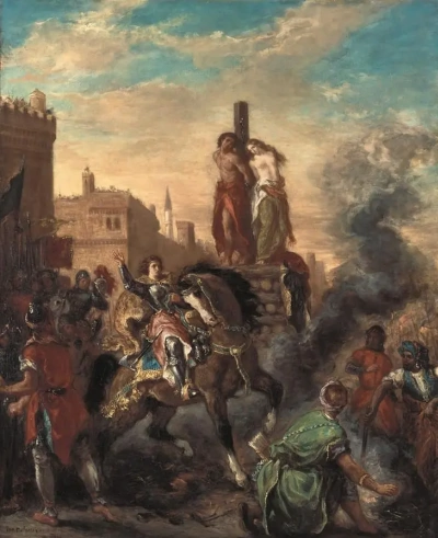 Olinda y Safroniy en la hoguera ("La Jerusalén liberada" de Torquato Tasso)