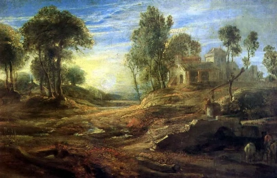 Paisaje con abrevadero