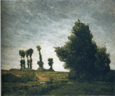 Paisaje con álamos
