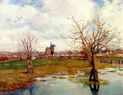 Paisaje con campos inundados