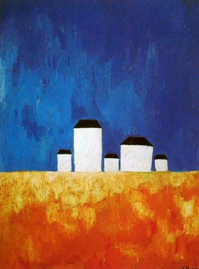 Paisaje con cinco casas