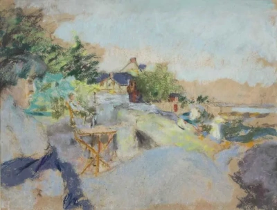 Paisaje con figura femenina