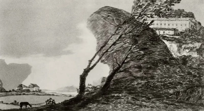 Paisaje con gran roca