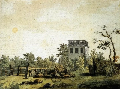 Paisaje con pabellón
