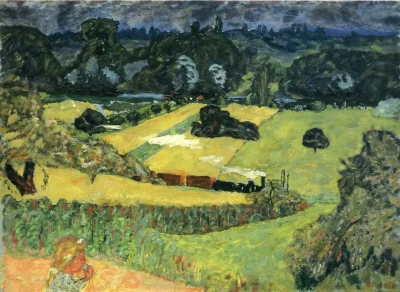 Paisaje con tren de mercancías