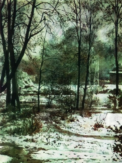 Paisaje de invierno Borde del bosque