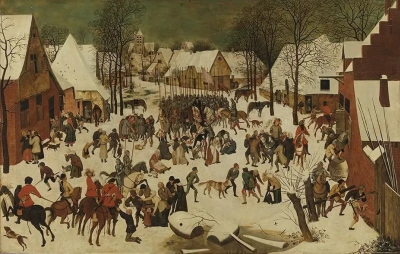 Paisaje de invierno y las palizas a los bebés