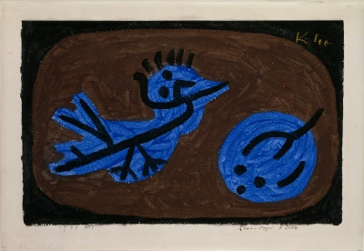 Pájaro azul y calabaza