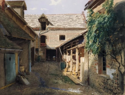 Patio de campo en Francia.