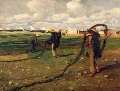 Pescadores lanzando la red.