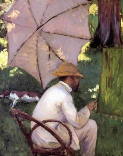 Pintor bajo el paraguas