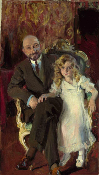 Retrato de Carlos Urcola Ibarra con su hija Eulalia.