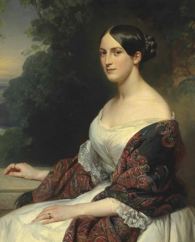 Retrato de Madame Ackerman en un paisaje. Fragmento