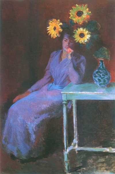 Retrato de Suzanne Ocede con Girasoles