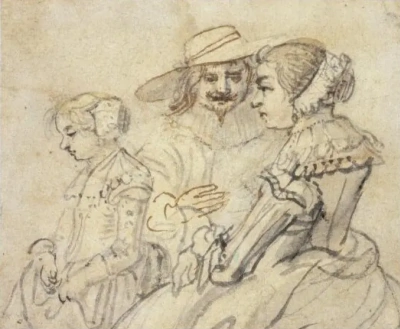 Retrato de familia de una pareja con su hija.