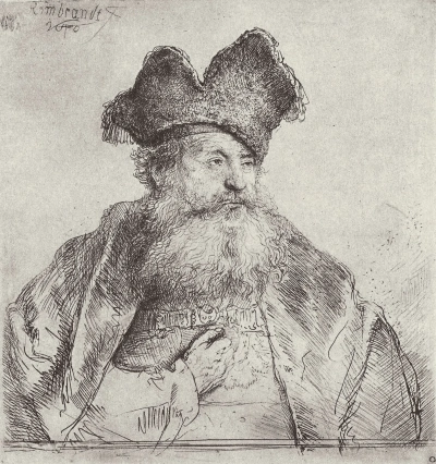 Retrato de un anciano con sombrero bifurcado