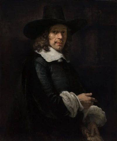 Retrato de un caballero en un sombrero alto y guantes