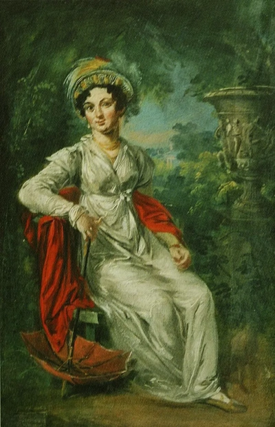 Retrato de un desconocido con un paraguas rojo. Etude