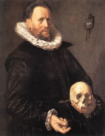 Retrato de un hombre con un cráneo