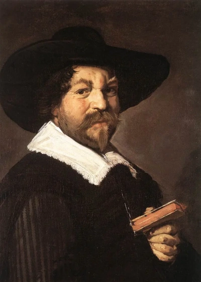 Retrato de un hombre sosteniendo un libro