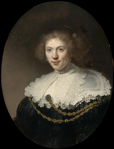 Retrato de una mujer con una cadena de oro.