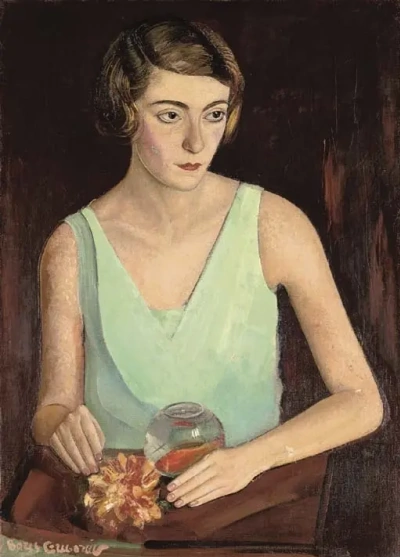 Retrato de una mujer joven con un vestido verde