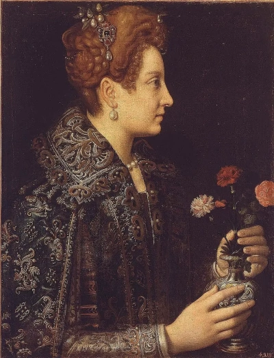 Retrato de una mujer joven de perfil.