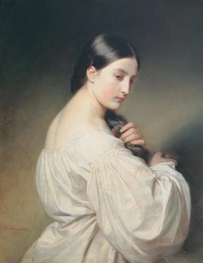Retrato de una niña en blanco.