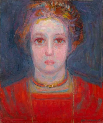 Retrato de una niña en rojo.