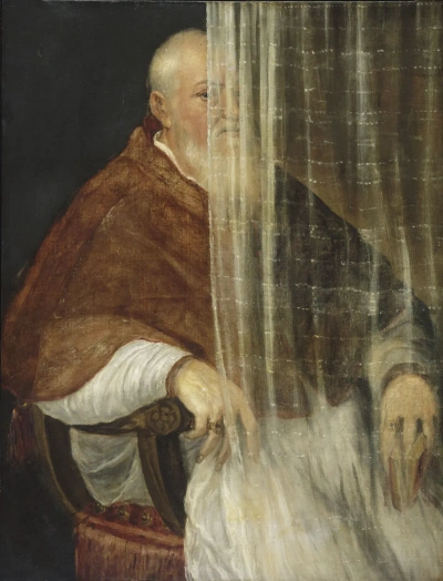Retrato del arzobispo Filippo Arkinto (detrás de la cortina)