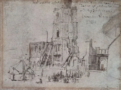 Ruinas del antiguo ayuntamiento en Amsterdam (después del incendio)
