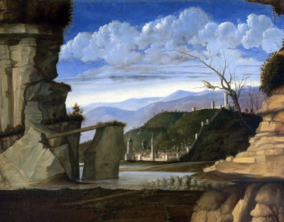San Jerónimo lee. Fragmento del paisaje.