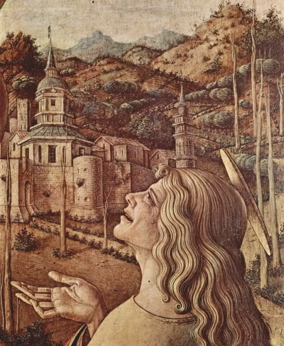 San Juan Llorón. El altar de la Catedral de Camerino. La Crucifixión. Fragmento.