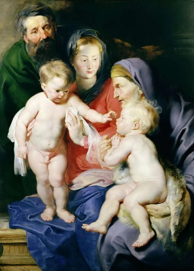 Santa Familia con Santa Isabel y Juan el Bautista