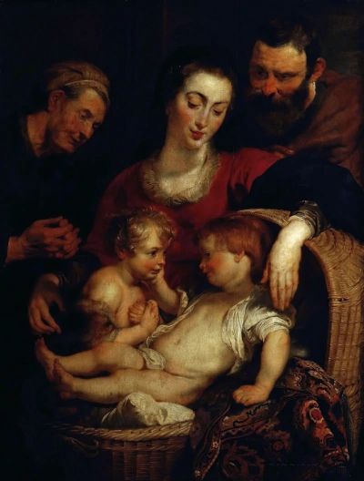 Santa Familia con Santa Isabel y San Juan Bautista